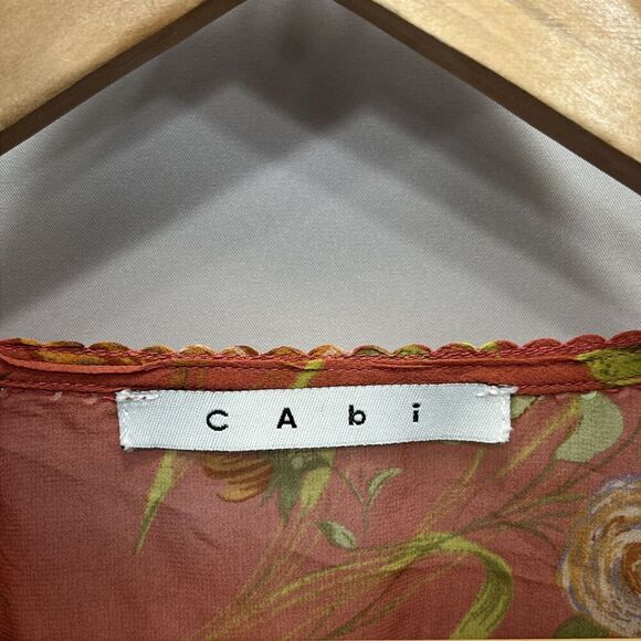 Cabi Silk Top Womens Small Embellished Fairy Floral Sheer Embroidered Boho Flowy - Picture 3 of 11